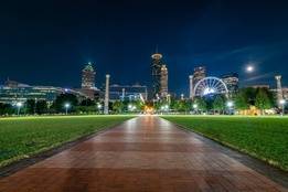 Street view of Georgia city at night